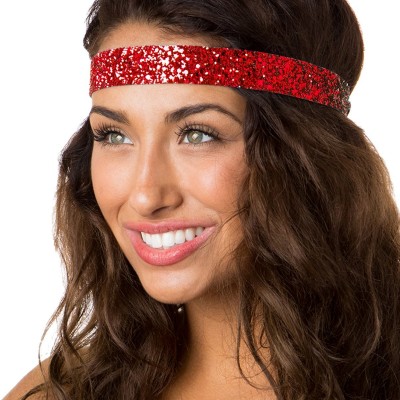 Headbands Women's Adjustable NO SLIP Bling Glitter Headband Mixed Pack (Red 3pk) - Red 3pk - C81864MSD2K $16.94