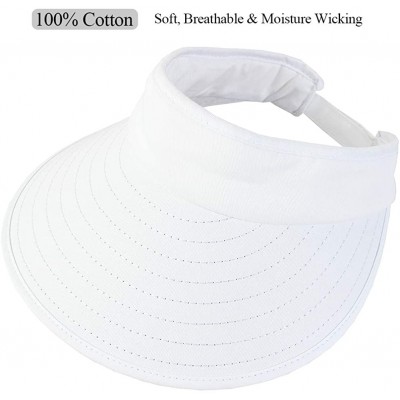 Sun Hats Sun Visor Hats Women Large Brim Summer UV Protection Beach Cap - All White - CC18EED67G0 $19.80