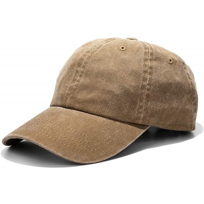 Baseball Caps Unisex Washed Dyed Cotton Adjustable Solid Baseball Cap - Dfh068-kakhi - CP184YMWE3Y $9.17