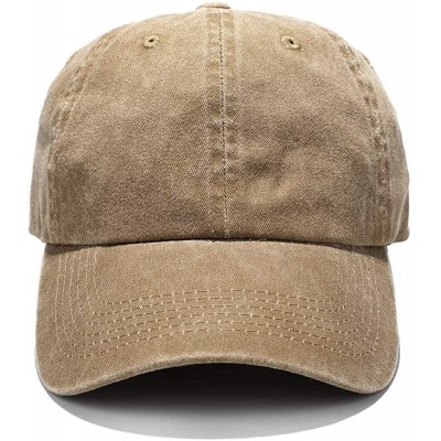 Baseball Caps Unisex Washed Dyed Cotton Adjustable Solid Baseball Cap - Dfh068-kakhi - CP184YMWE3Y $9.17