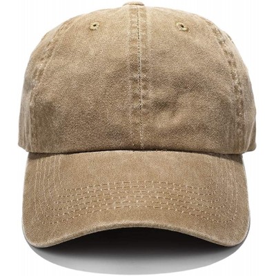 Baseball Caps Unisex Washed Dyed Cotton Adjustable Solid Baseball Cap - Dfh068-kakhi - CP184YMWE3Y $9.17