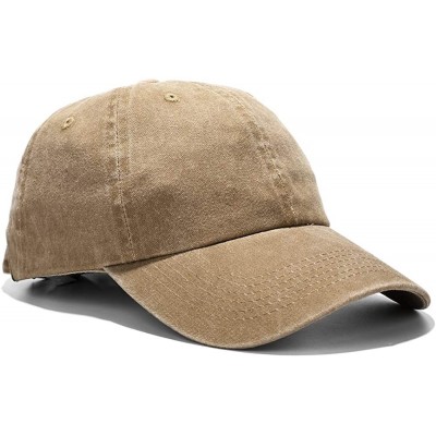 Baseball Caps Unisex Washed Dyed Cotton Adjustable Solid Baseball Cap - Dfh068-kakhi - CP184YMWE3Y $9.17