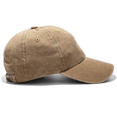 Baseball Caps Unisex Washed Dyed Cotton Adjustable Solid Baseball Cap - Dfh068-kakhi - CP184YMWE3Y $9.17