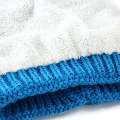 Skullies & Beanies Women's Knitted Messy Bun Hat Ponytail Beanie Baggy Chunky Stretch Slouchy Winter - Baby Blue - CB18YTESKK...