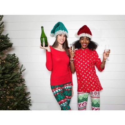 Skullies & Beanies Christmas Warm Chunky Slouchy Knit Beanie Santa Hat - Green Unisexual Adult - CT187MA648Y $15.64