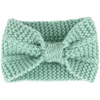 Cold Weather Headbands Women Girls Knit Crochet Bow Headband Head Wrap Hat Ear Warmer - Green - C312NA7CSX1 $17.79