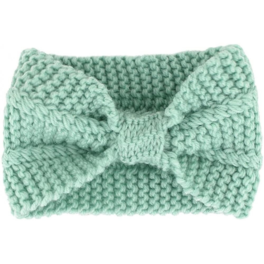 Cold Weather Headbands Women Girls Knit Crochet Bow Headband Head Wrap Hat Ear Warmer - Green - C312NA7CSX1 $9.11