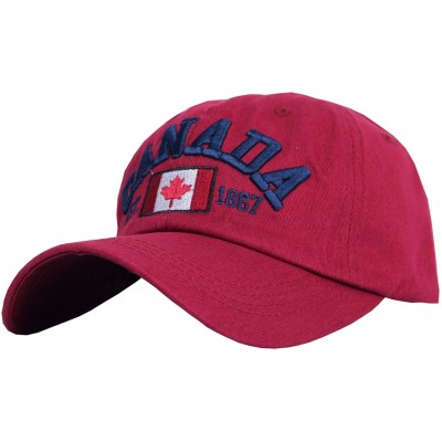 Baseball Caps Cotton Baseball Cap Canada Maple Flag Embroidery LX1382 - Wine - CT12OB79S6W $12.40
