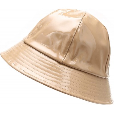 Bucket Hats Women's Waterproof Packable Outdoor Travel Rain Bucket Hat with Size Adjustable String - Tan - CH18U0CI6C2 $14.53