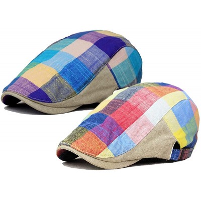 Newsboy Caps Mens Adjustable Plaid Ivy Newsboy Cabbie Gatsby Golf Beret Flat Hat Cap - Rb-12 - C51892Q7ZA3 $13.45