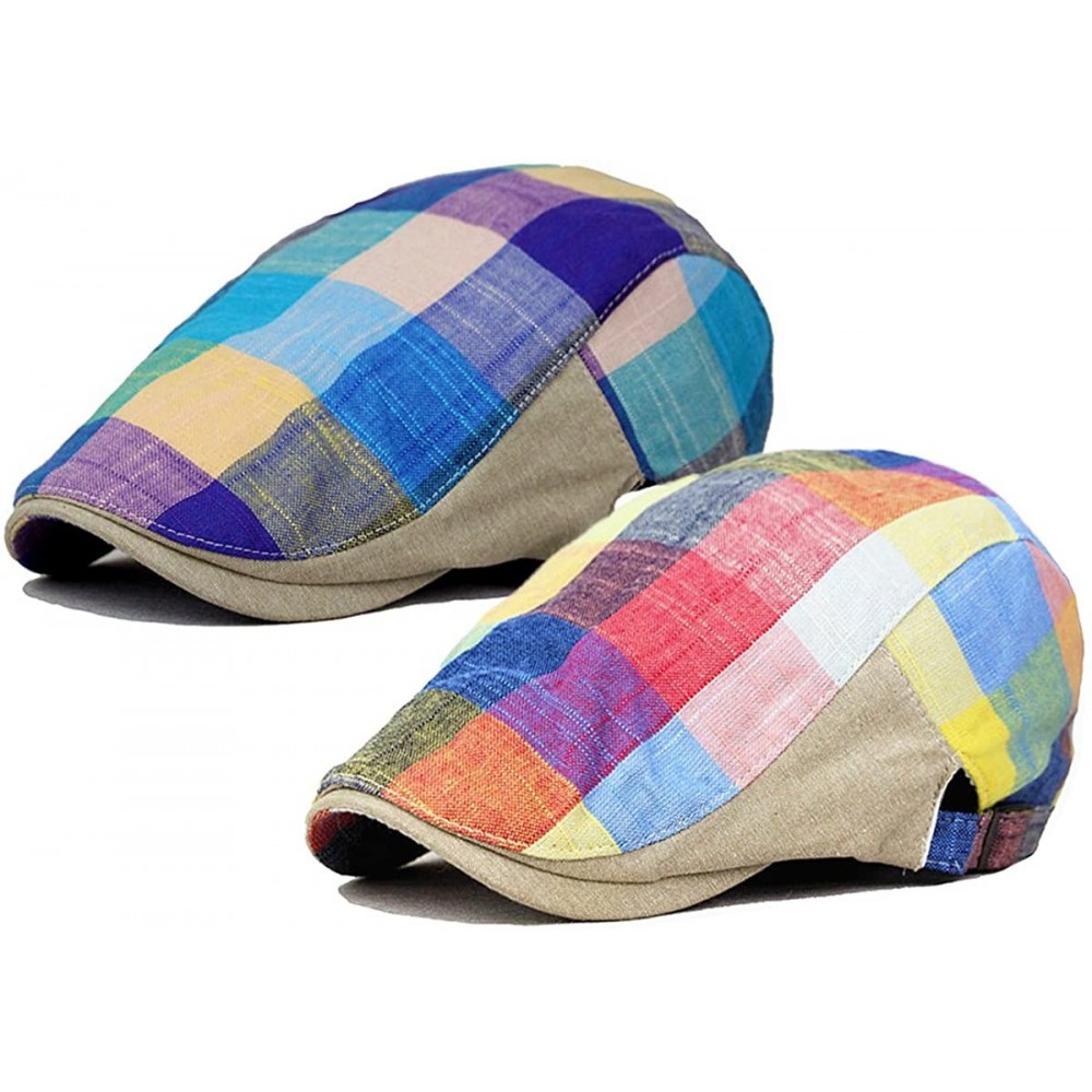 Newsboy Caps Mens Adjustable Plaid Ivy Newsboy Cabbie Gatsby Golf Beret Flat Hat Cap - Rb-12 - C51892Q7ZA3 $13.45