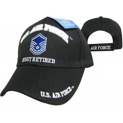 Skullies & Beanies U.S. Air Force MSGT Retired Black USAF Embroidered Ball Cap Hat 540B - C918022A70K $8.27