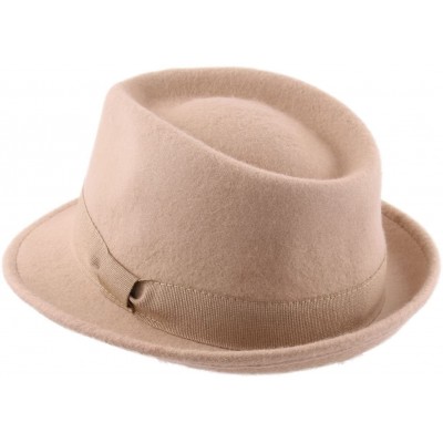 Fedoras Classic Trilby Pliable Wool Felt Trilby Hat Packable Water Repellent - Camel - C212O42NF8E $42.85