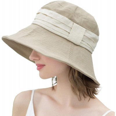 Sun Hats Sun Hats for Women Roll-up Wide Brim Summer Beach Hat Foldable Floppy Cotton Hat - Khaki-strappy Hat - CO18ROM4DAT $...