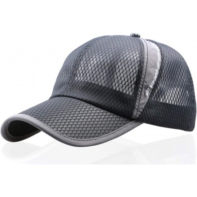 Sun Hats Unisex Mesh Tennis Cap Outdoor Anti-UV Quick Dry Adjustable Running Baseball Hat - Dark Gray - C318RX234TZ $23.37