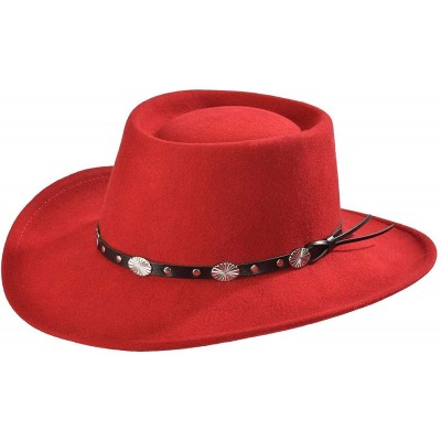 Cowboy Hats Women's Crushable Wool Gambler Hat - Gambler-Red - Red - CE17YTOTNGK $53.80