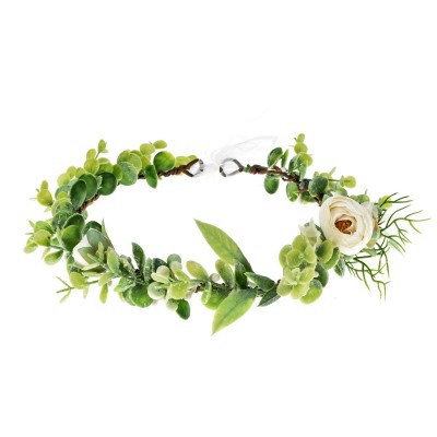 Headbands Bridal Green Leaf Crown Bohemian Headpiece Floral Headband Photo Prop (E/Camellia white) - E/Camellia white - CU18Z...