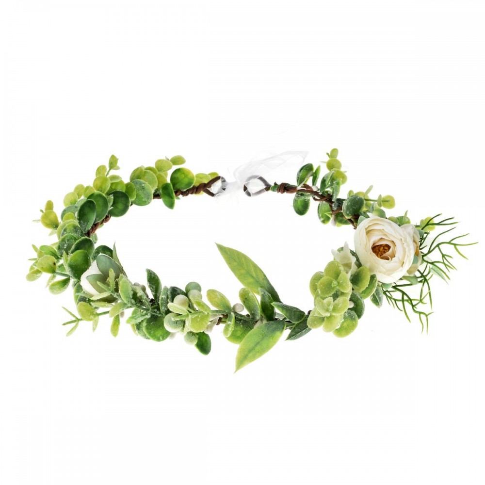Headbands Bridal Green Leaf Crown Bohemian Headpiece Floral Headband Photo Prop (E/Camellia white) - E/Camellia white - CU18Z...