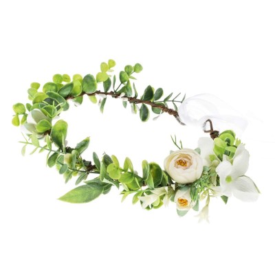 Headbands Bridal Green Leaf Crown Bohemian Headpiece Floral Headband Photo Prop (E/Camellia white) - E/Camellia white - CU18Z...