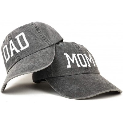 Baseball Caps Capital Mom and Dad Pigment Dyed Couple 2 Pc Cap Set - Black Black - C518I9QCYA5 $35.64