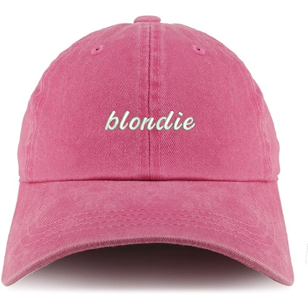 Baseball Caps Blondie Embroidered Pigment Dyed Unstructured Cap - Pink - CT18DGRMOLH $15.22