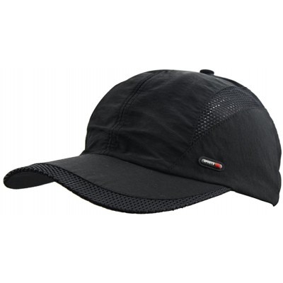 Baseball Caps Unisex Summer Quick-Dry Sports Travel Mesh Baseball Sun UV Runner Hat Cap Visor - Black - C6189TQLT5Z $12.59