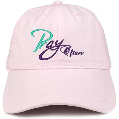 Baseball Caps Pray Often Embroidered Low Profile Brushed Cotton Cap - Light Pink - C1188T8OYHD $21.73