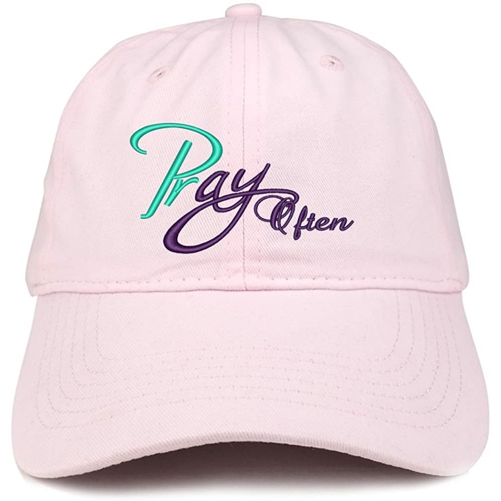 Baseball Caps Pray Often Embroidered Low Profile Brushed Cotton Cap - Light Pink - C1188T8OYHD $21.73