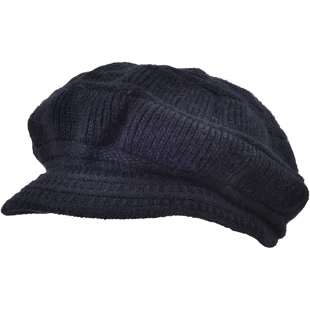 Bucket Hats Women's Wool Knit Winter Hat Warm Plush Lined Snow Ski Visor Caps - Black - CX189LE6A0E $18.76