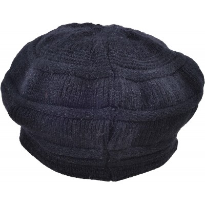 Bucket Hats Women's Wool Knit Winter Hat Warm Plush Lined Snow Ski Visor Caps - Black - CX189LE6A0E $18.76