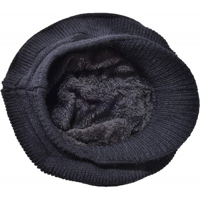 Bucket Hats Women's Wool Knit Winter Hat Warm Plush Lined Snow Ski Visor Caps - Black - CX189LE6A0E $18.76