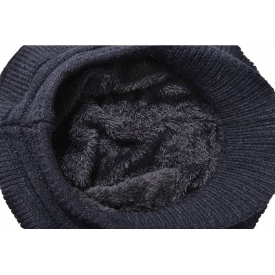 Bucket Hats Women's Wool Knit Winter Hat Warm Plush Lined Snow Ski Visor Caps - Black - CX189LE6A0E $18.76