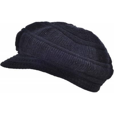 Bucket Hats Women's Wool Knit Winter Hat Warm Plush Lined Snow Ski Visor Caps - Black - CX189LE6A0E $18.76