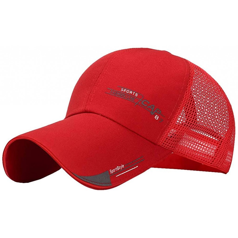 Baseball Caps Camouflage Summer Cap Mesh Hats for Men Women Casual Hats Hip Hop Baseball Caps - Z - Red - C618WSRUKZI $7.45