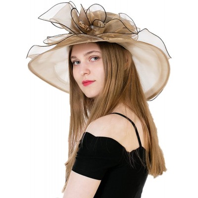 Sun Hats Women's Fascinators Kentucky Derby Church Dress Wedding Floral Party Hat - Gold - CH17YHA44DI $36.03