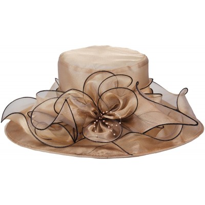 Sun Hats Women's Fascinators Kentucky Derby Church Dress Wedding Floral Party Hat - Gold - CH17YHA44DI $36.03