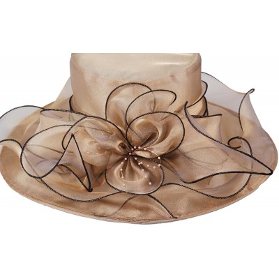 Sun Hats Women's Fascinators Kentucky Derby Church Dress Wedding Floral Party Hat - Gold - CH17YHA44DI $36.03