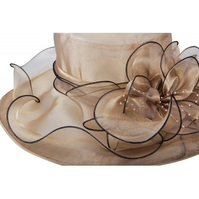 Sun Hats Women's Fascinators Kentucky Derby Church Dress Wedding Floral Party Hat - Gold - CH17YHA44DI $36.03