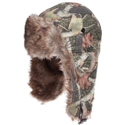 Skullies & Beanies Trooper Ear Flap Cap w/Faux Fur Lining Hat - Hunting Camp Camo - CM112PF75T9 $13.03