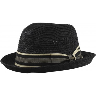 Fedoras Men's Vent Crown Paper Braid Fedora - Black - CC1287VFZWX $25.69