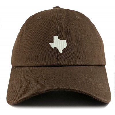 Baseball Caps Texas State Map Embroidered Low Profile Soft Cotton Dad Hat Cap - Brown - CI18D4XCGUC $15.84