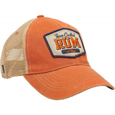 Baseball Caps Rum is Fun Mesh Trucker Hat - Orange HAT (Navy w/Orange) - CB11MW1BQPF $21.48