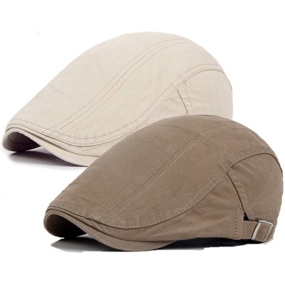 Newsboy Caps 2 Pack Men's Women's Cotton Flat Ivy Newsboy Cabbie Gatsby Golf Sun Hat Cap - 4beige-khaki - C3182WUGGU3 $22.80