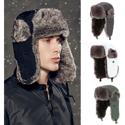 Bomber Hats Trapper Warm Russian Trooper Fur Earflap Winter Skiing Warm Hat Cap Women Men Unisex Windproof Army Black - CP186...
