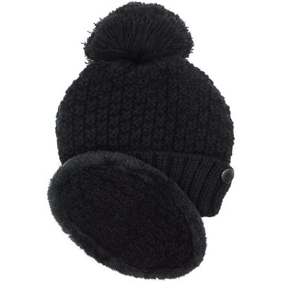 Skullies & Beanies Winter Beanie Hat Scarf and Mask Set 3 Pieces Thick Warm Slouchy Knit Cap - Black - C8186O2M63E $9.80