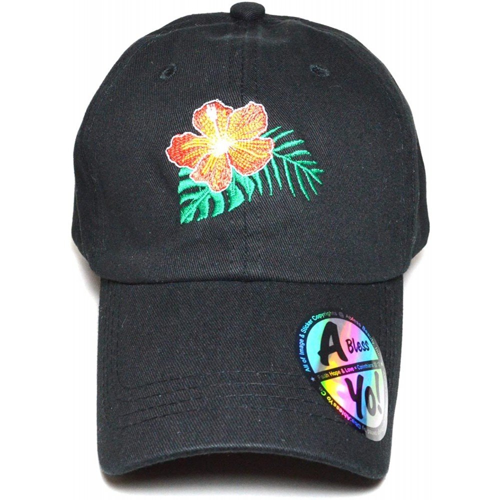 Baseball Caps Hawaii Flower Lei Embroidered Premium Quality Cotton Hat Golf Baseball Cap AYO1036 - Black - CH186IG3YZK $15.04