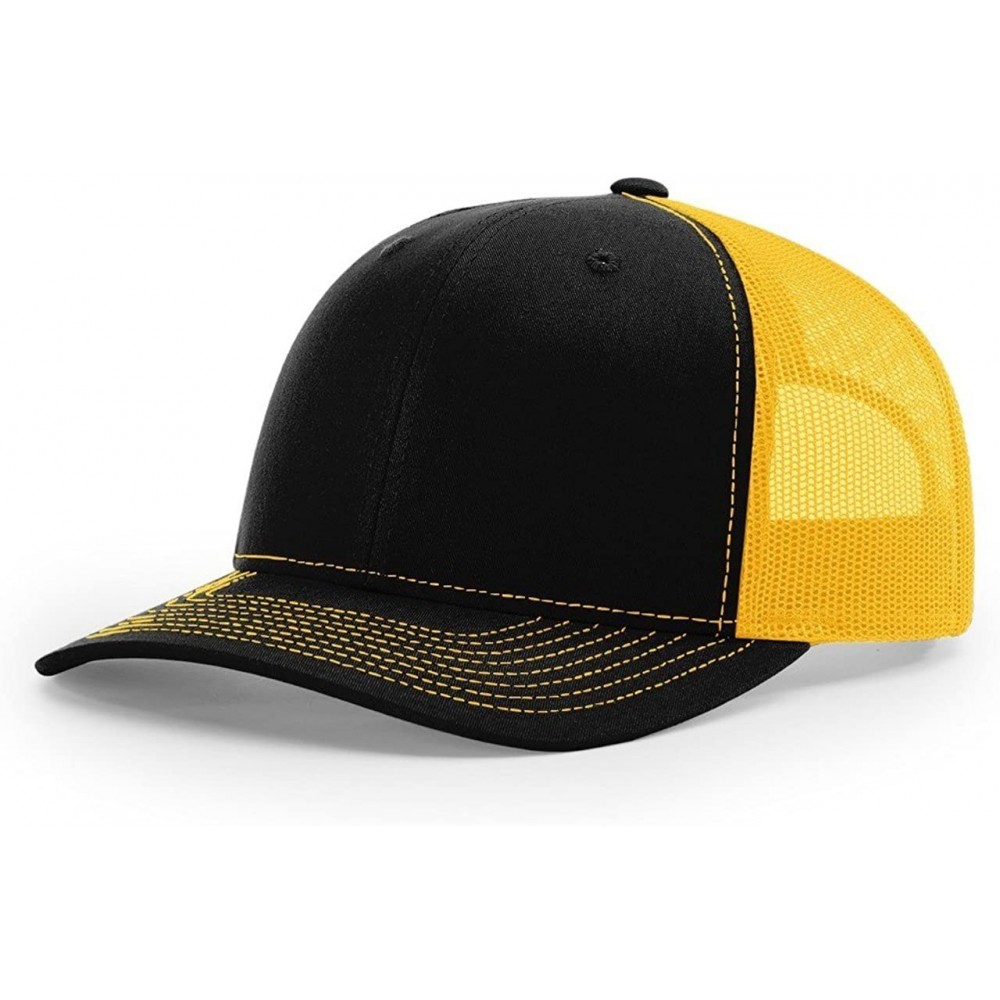 Baseball Caps Black/Gold 112 Mesh Back Trucker Cap Snapback Hat w/THP No Sweat Headliner - C7185KHHL77 $14.64