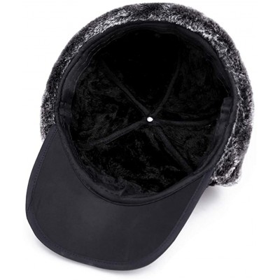 Berets Earflap Adjustable Winter Aviator Hats Men Women Faux Fur Hunting Russian Cap - Black - CR18A3DU2XQ $21.58