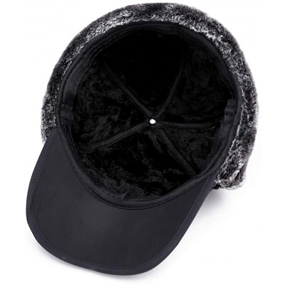 Berets Earflap Adjustable Winter Aviator Hats Men Women Faux Fur Hunting Russian Cap - Black - CR18A3DU2XQ $9.37