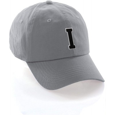 Baseball Caps Custom Hat A to Z Initial Letters Classic Baseball Cap- Light Grey White Black - Letter I - CZ18NH9WYQY $10.06